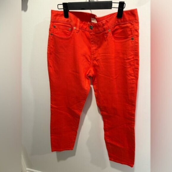 ⭐️ NWT- TORY BURCH ALEXA CROPPED SKINNY JEAN IN POPPY RED- size 30 - Picture 3 of 15